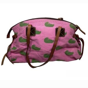 Dooney & Bourke Satchel Pink Green Duck Hobo Zip Handbag Purse